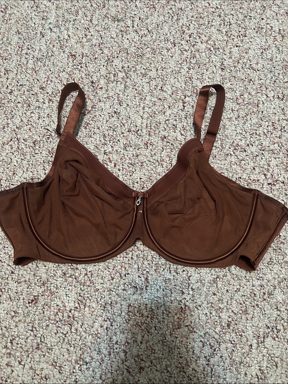 Curvy Couture Brown Underwire Sheer Panel Bra - Women Intimates